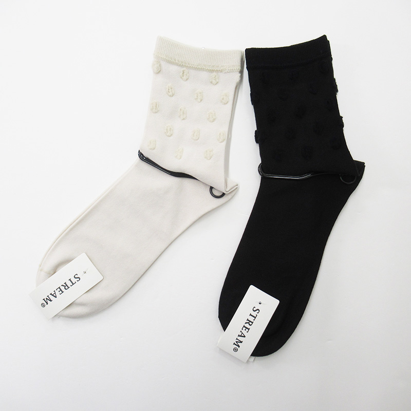 STREAM トップ裏だしドット柄ソックス